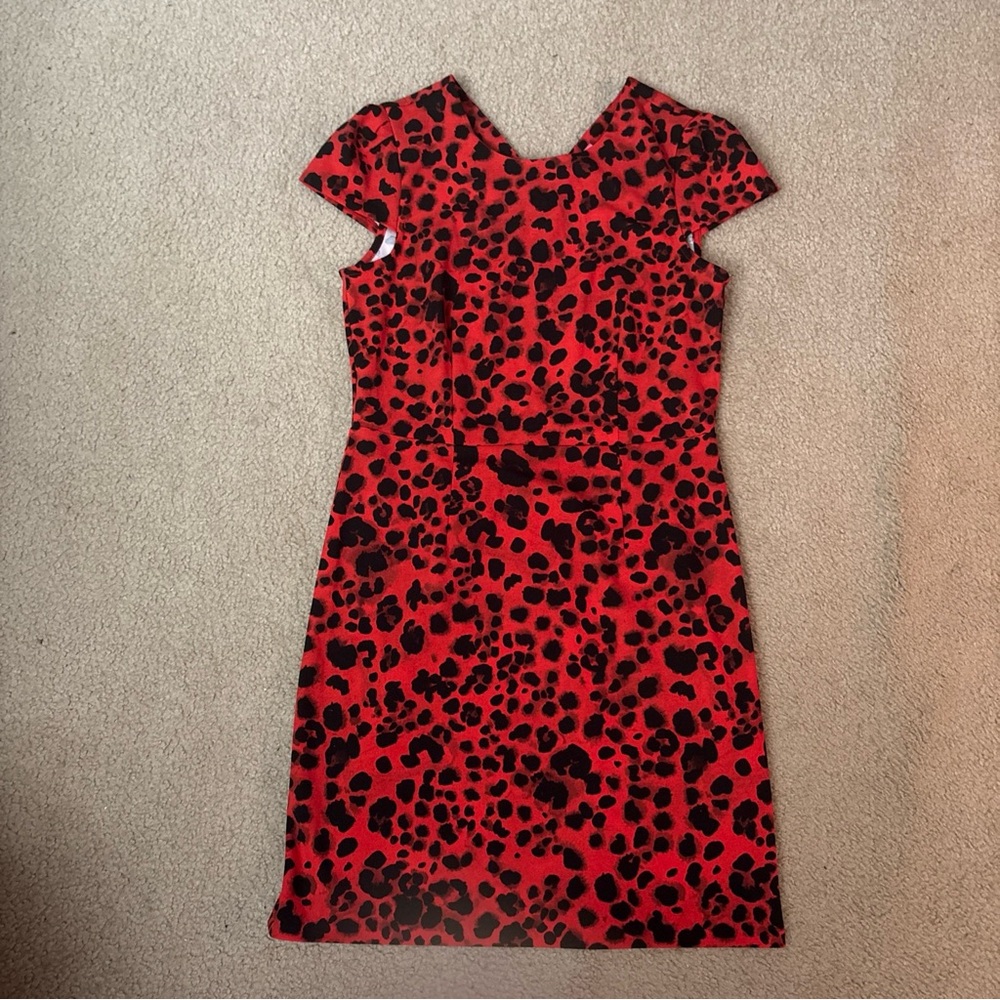 Betsey Johnson Red and Black Cheetah/ Leopard Print Mini Dress